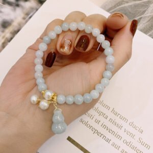 Light Green Jade Wu Lou Pendant Bracelet - Asian-Style